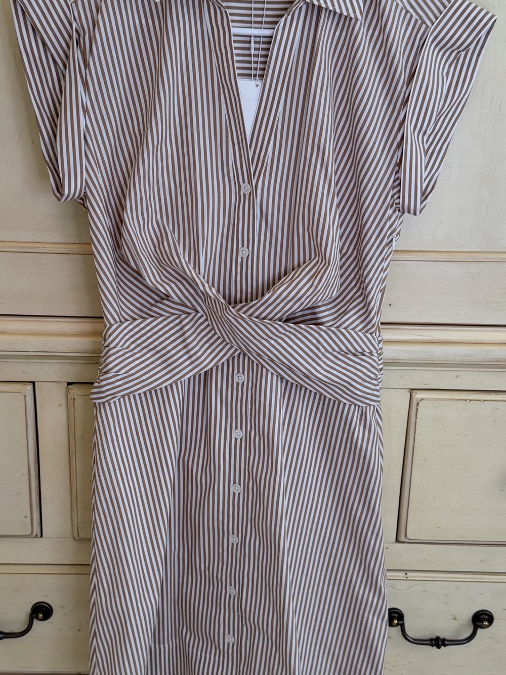 Veronica Beard Beige and White Striped Mini Dress - Picture 2 of 10